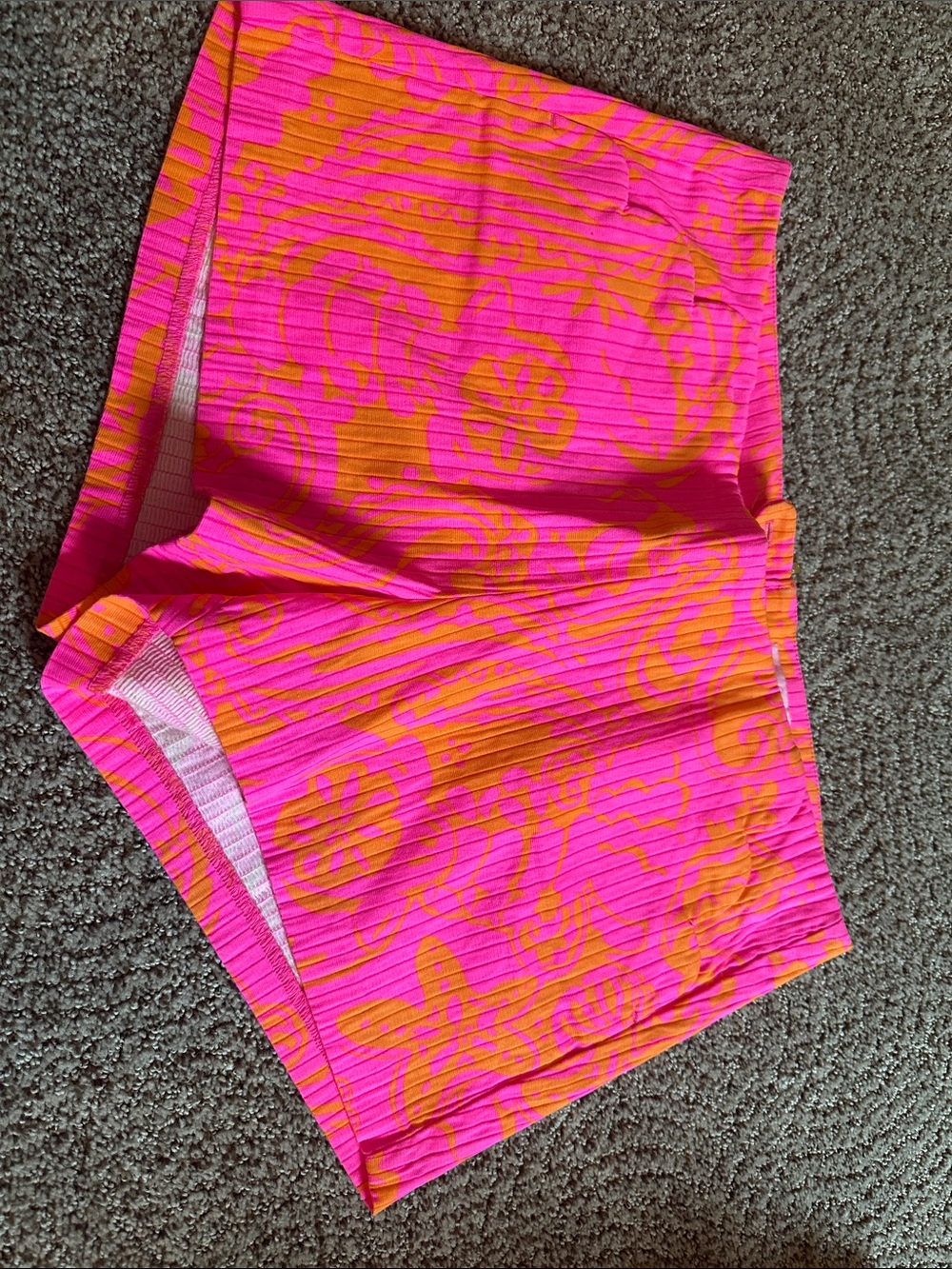 Lilly Pulitzer Pink & Orange Floral Ribbed Athletic Shorts